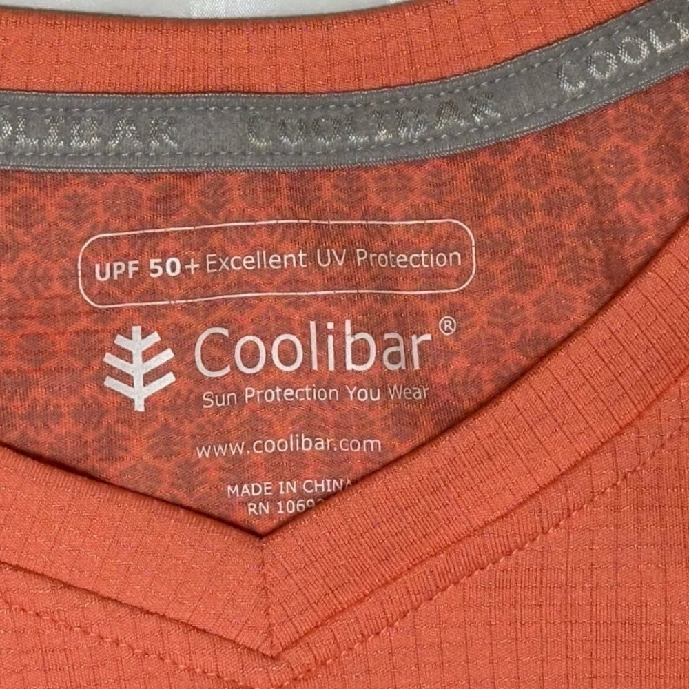Coolibar UPF 50+ V Neck Tee Shirt Womens XXL Orange Short Sleeve Sun Protection - Picture 4 of 6